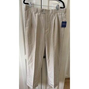 Arrow‎ Mens Dress Pants Beige 38x29 Pleated Front Classic Fit Slacks NWT Office